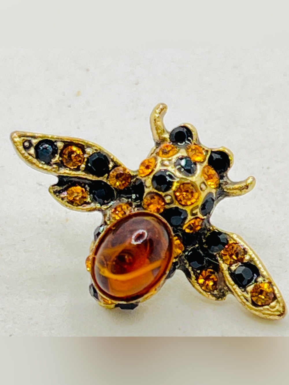 Gold-Tone Amber & Black Bee Brooch - Women Jewelry